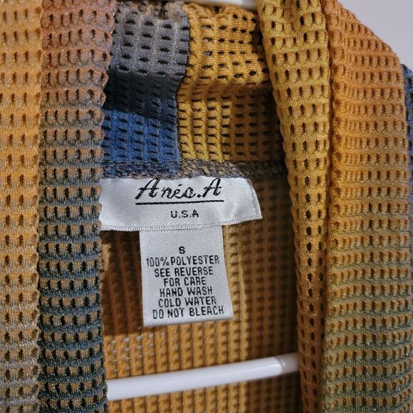 Anea A Womens Waterfall Cardigan Sweater Vest Small Mesh Rainbow Hippie Boho - Picture 3 of 8